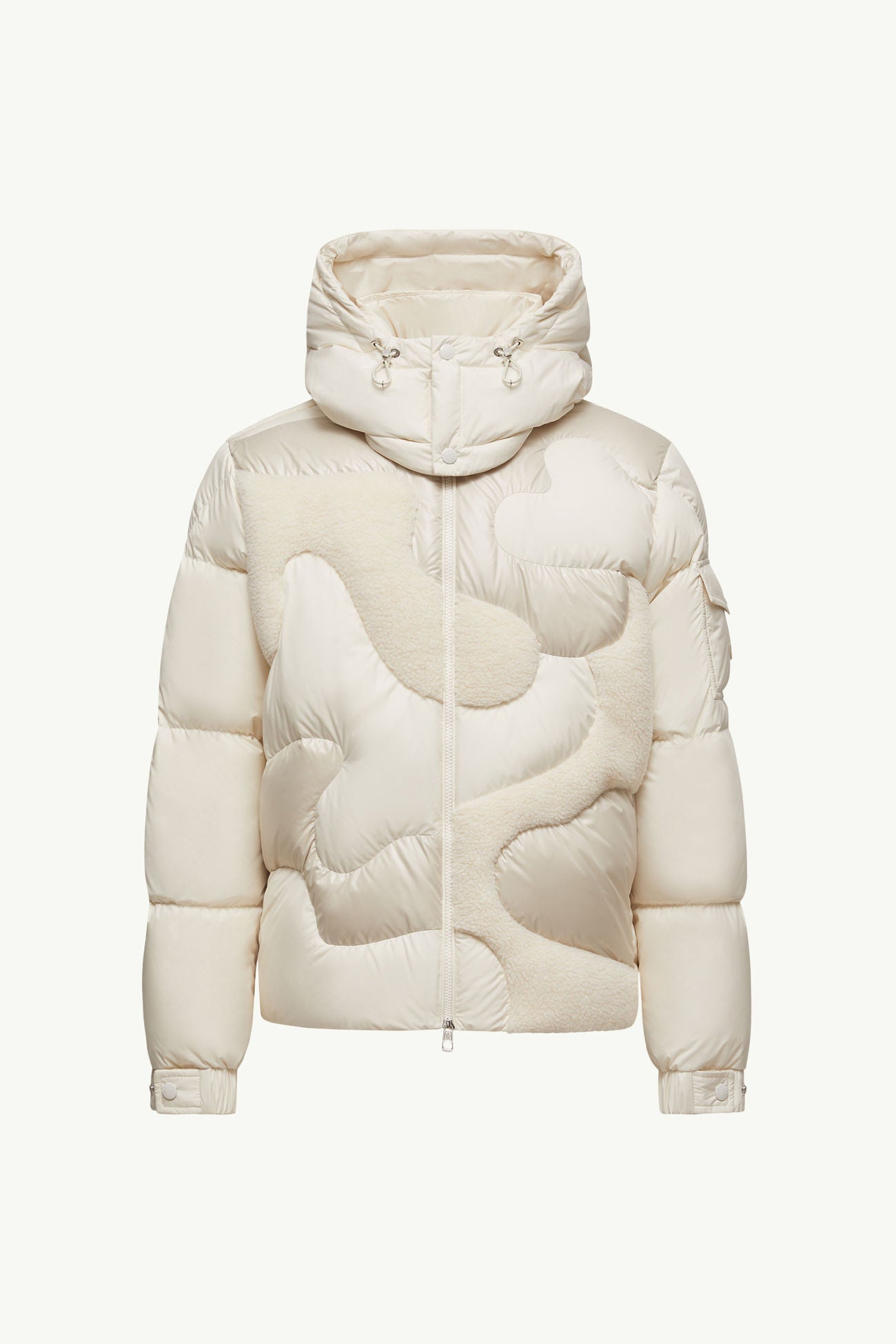 Candes Hooded Teddy Intarsia Short Down Jacket Men White Moncler