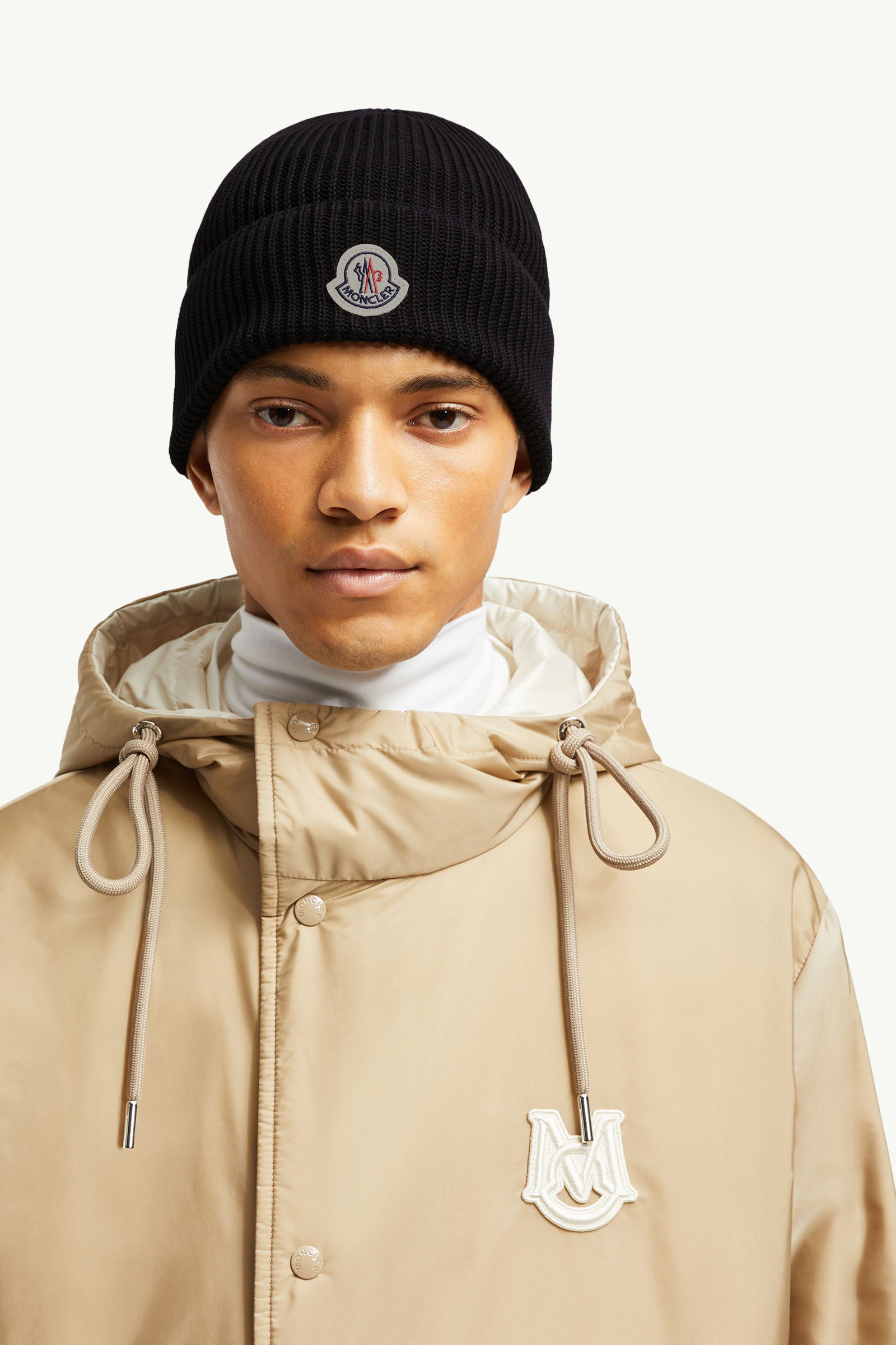 Cotton Beanie Men Black Moncler