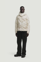 Candes Hooded Teddy Intarsia Short Down Jacket Men White Moncler