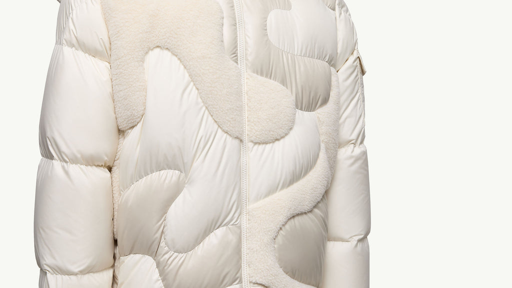 Candes Hooded Teddy Intarsia Short Down Jacket Men White Moncler