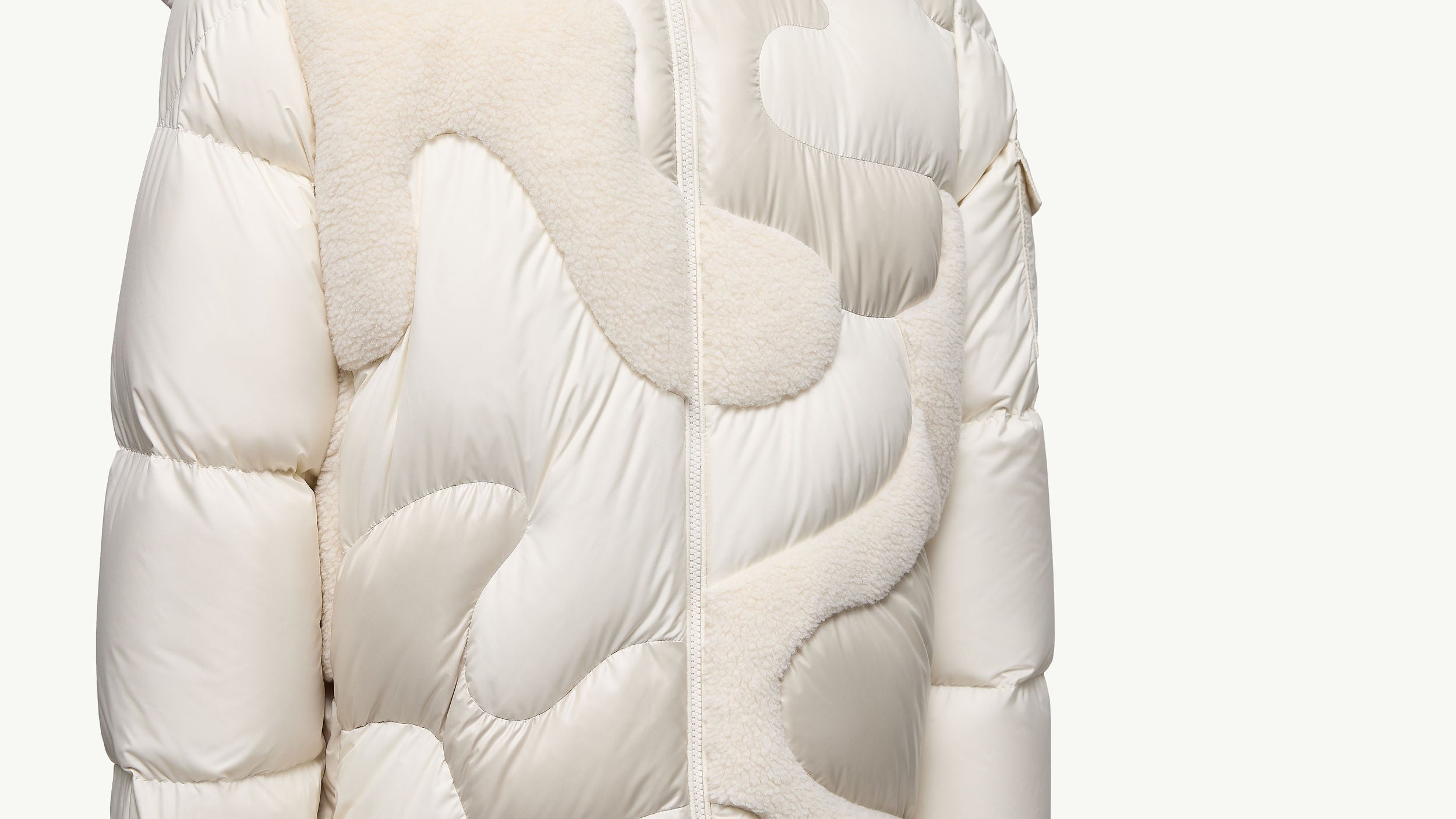 Candes Hooded Teddy Intarsia Short Down Jacket Men White Moncler